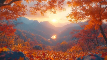 Fototapeta premium Serene Beauty of Seoraksan National Park in Autumn Colors
