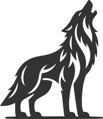 A wolf stretching its front legs while howling vector animal silhouette