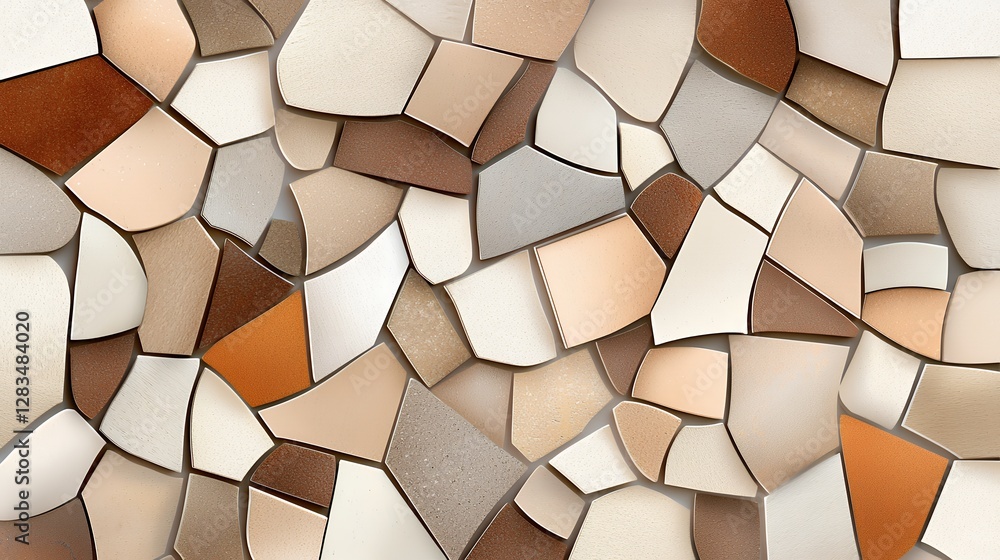 Poster abstract mosaic pattern with irregular stone shapes in neutral colors