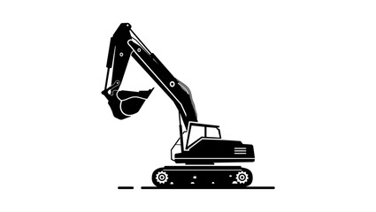 Crawler excavator symbol, black isolated silhouette