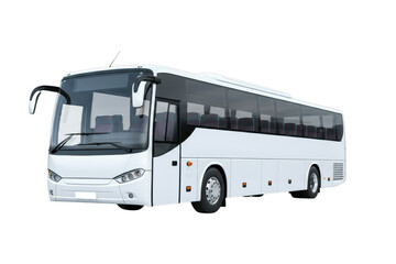 Blank white intercity bus isolated on white background suitable for various transportation needs