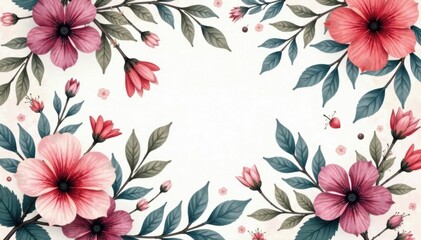 Fototapeta premium Delicate charcoal flowers and leaves arranged in a seamless pattern , Small flower patterns, Interior design