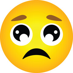 Sad Worried Emoji Face Expression Vector Illustration