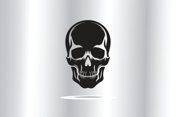 silhouette of skull in black and white