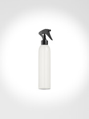 translucent cylindrical Trigger spray bottle mockup, clear PET plastic sprayer packaging, tall liquid water mist dispenser pump mockup, cleaning product water atomizer containers mockup