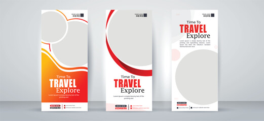 Creative Tour and Travel roll up or X banner design template