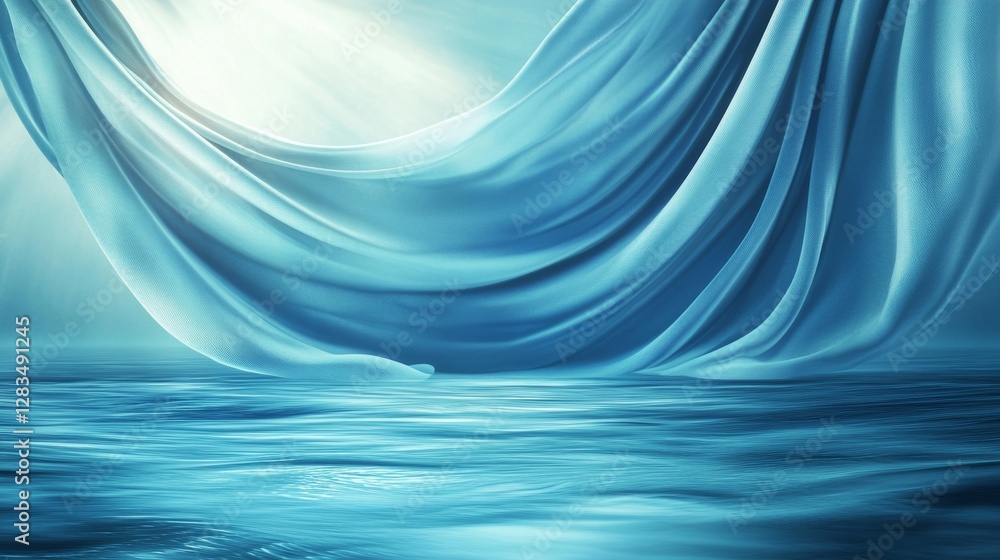 Poster a light blue background with minimal abstraction is ideal for showcasing products, complemented by i