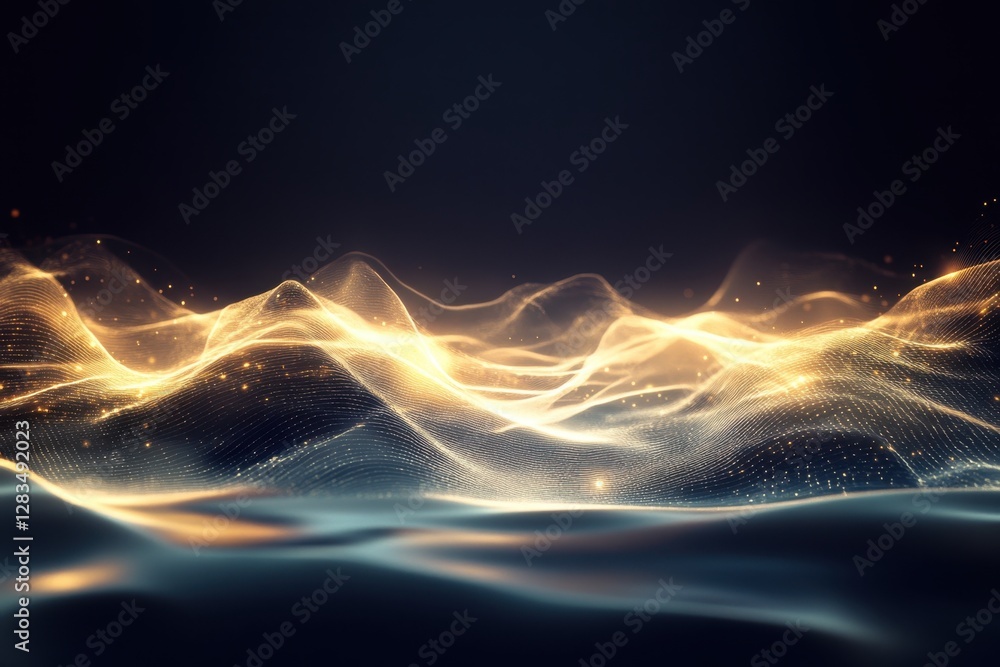 Poster colorful abstract wave-like patterns create a mesmerizing visual effect in dark background