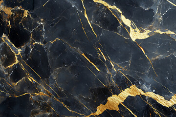 Elegant Black Marble with Gold Foil Abstract Patterns.