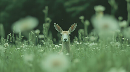Young gazelle in meadow, summer, nature