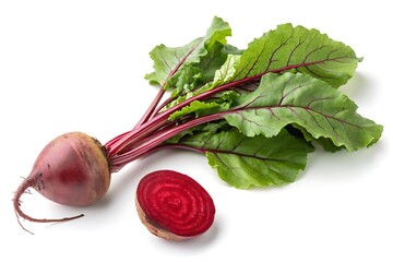 Fresh Beetroot with Leaves on White Background