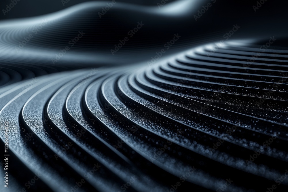 Poster intricate curved patterns in dark textures create a striking visual landscape against a soft backgro
