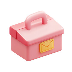 Small pink toolbox with an envelope design on the front