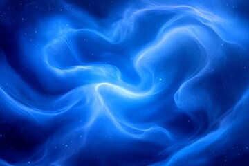 Obraz premium Swirling blue nebula with ethereal patterns and twinkling stars in the vast expanse of space