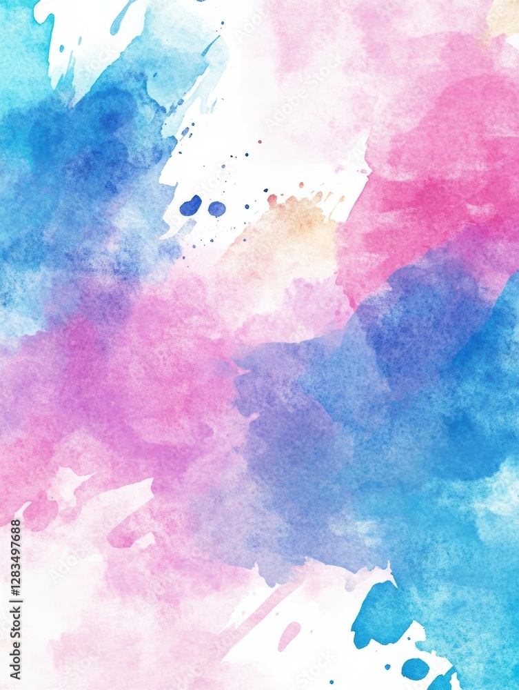 Poster colorful abstract watercolor background showcasing soft pink and blue hues blending harmoniously for