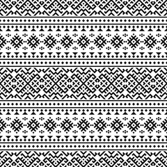 A striking horizontal seamless pattern with intricate tribal-inspired geometric designs in black and white. Great for branding, packaging, and home decor.
