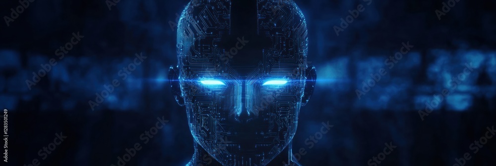 Aufkleber Exploring the fusion of human consciousness and advanced technology in a futuristic design. Generative AI