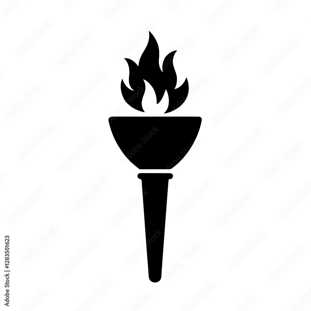 Poster minimalist black silhouette of a torch symbolizing knowledge and enlightenment