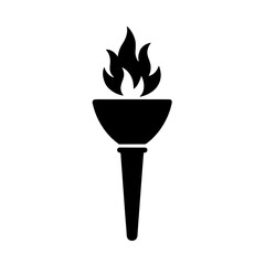 Minimalist black silhouette of a torch symbolizing knowledge and enlightenment
