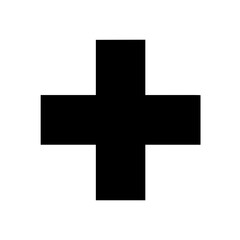 Minimalist black silhouette of a medical cross symbolizing healthcare