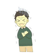 胸を押さえて具合が悪そうな男性