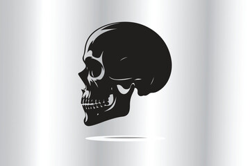 silhouette of skull in black and white
