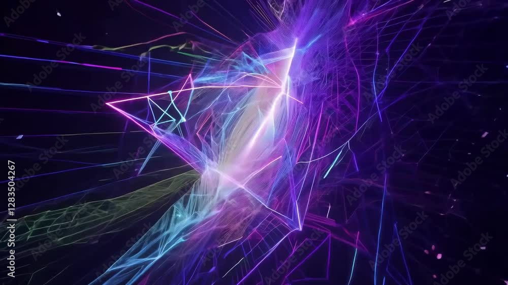 Poster bright, swirling colors create an engaging and dynamic light display at an art installation in a bus
