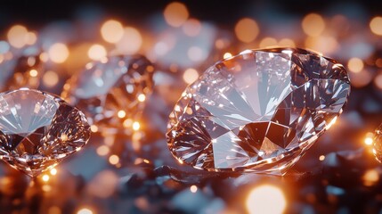Fototapeta premium Glistening diamonds create a captivating display of light and brilliance in a luxurious setting
