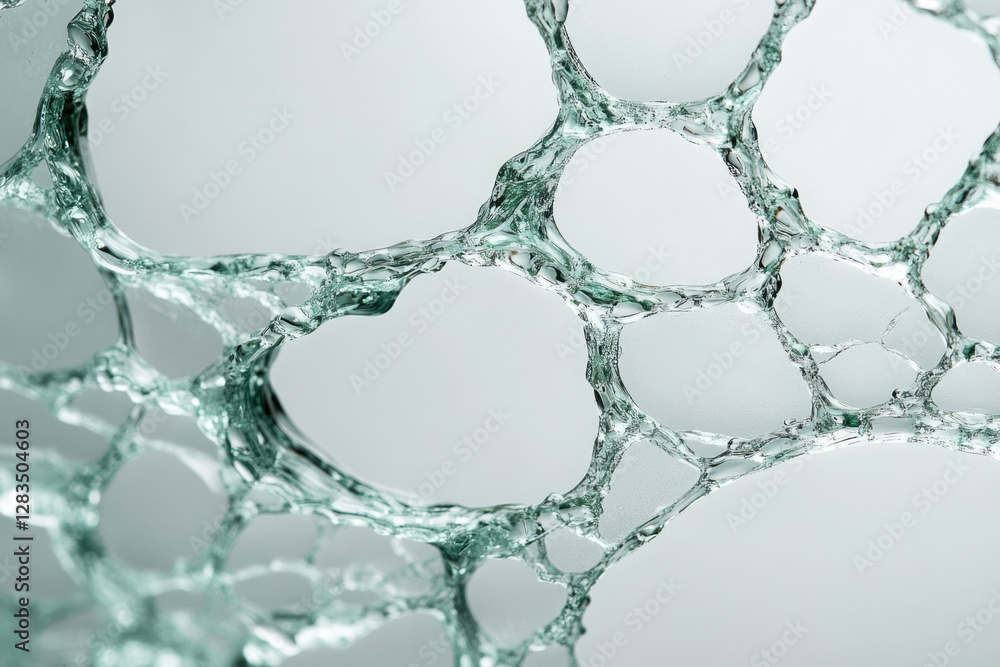 Poster Abstract image of interconnected water droplets forming a delicate, intricate network.