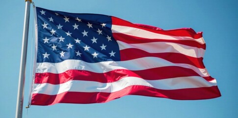 Flag wave in slow motion, focusing on the stars and stripes, stripes, patriotic, fabric