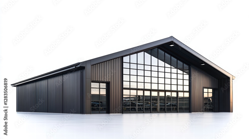 Poster modern architecture: captivating image showcases a sleek, modern building with clean lines, a unique
