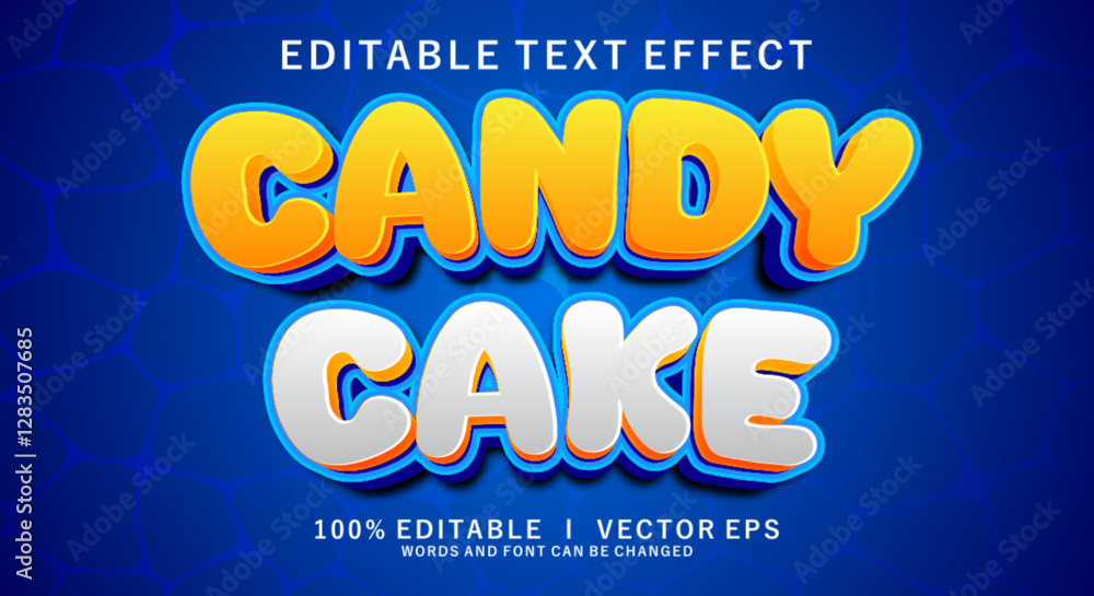 Poster candy cake vector text effect with modern style design