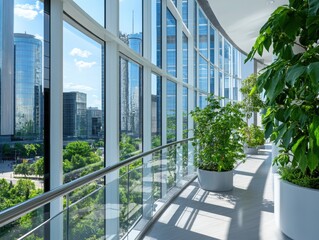 View from the window of a modern business center. 