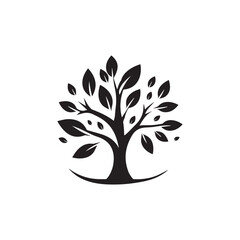 Silhouette tree icon, logotype in simple  design on white background.