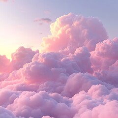 Pastel Cloud Formation 3D Render Pink Sky Dreamy
