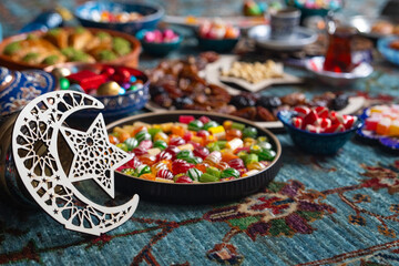 Colorful Ramadan Eid Candy and Chocolate in the Traditional Ottoman Cuisine Desserts Photo, Eid Celebration Photo, Üsküdar Istanbul, Turkiye (Turkey)