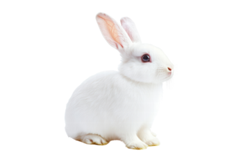 White rabbit side isolated on transparent or white background, png