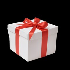 Fototapeta premium red gift box with ribbon on black background