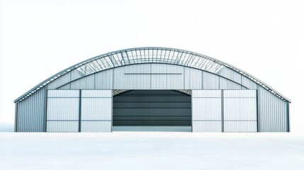 Modern Hangar Architecture: A contemporary metal hangar with its arched roof, sliding doors and modern design. This image evokes a sense of open space and possibilities.