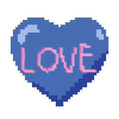 Fototapeta premium Shiny blue pixelated heart with 
