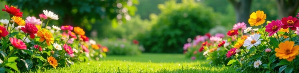 Fototapeta premium Floral garden with greenery , tool, nature, garden