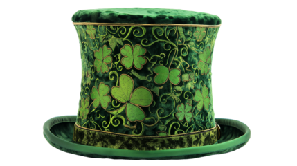 Green St. Patrick's Day top hat cut out isolated on whiteand transparent background, cut out png
