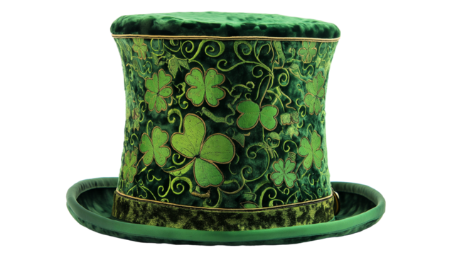 Green St. Patrick's Day top hat cut out isolated on whiteand transparent background, cut out png
 - Powered by Adobe