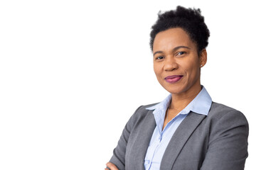 Motivated African American businesswoman prepared for challenges