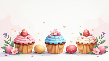beautiful pastel colors easter cakes eggs flowers soft white