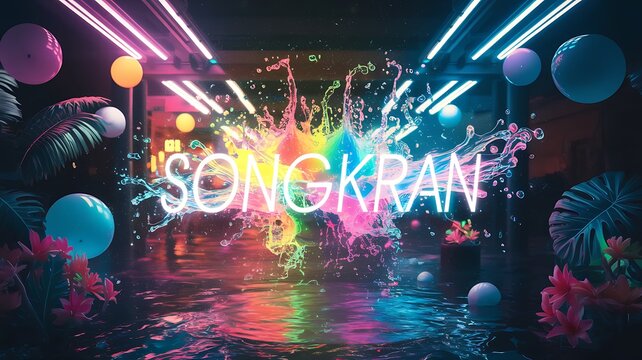 Songkran Festival Neon Splash