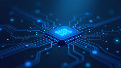 blue circuit traces dark electronics background vector chip illustration abstract digital