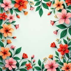 Obraz premium Floral seamless background with blooming flowers and greenery, floral pattern, flora , organic