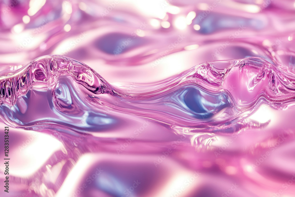 Poster abstract image of flowing, iridescent pink liquid, creating a dreamy, ethereal effect.