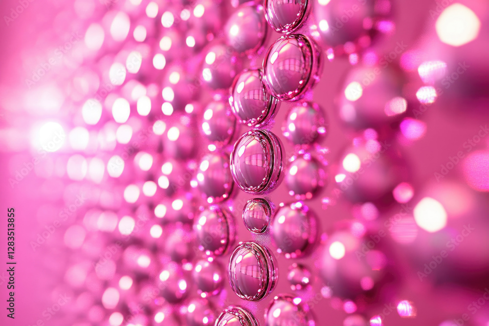 Aufkleber A close-up view of many shiny pink spheres, creating a luxurious and visually appealing texture.
